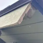 Home Water-damaged fascia board in Spokane, WA caused by missing paint and caulk due to poor home maintenance